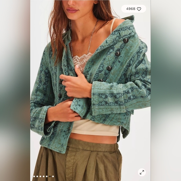 NWT Free People Lotty Jaquard Jacket / Steel Sea XL - Picture 5 of 9